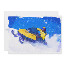 Yellow Snowmobile in Blizzard Custom Announcements