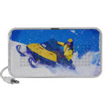 Yellow Snowmobile in Blizzard Portable Speaker