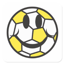 yellow soccer ball smiley face stickers