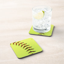 softball, sports, cool, baseball, funny, yellow, ball, fastpitch, photography, american, customize, sport, fun, team, coach, red, stitches, coaster, [[missing key: type_fuji_coaste]] med brugerdefineret grafisk design