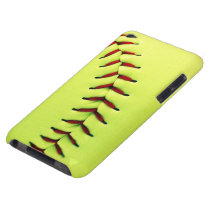 Yellow softball ball iPod touch cover at Zazzle
