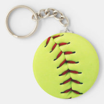 Yellow softball ball key chain