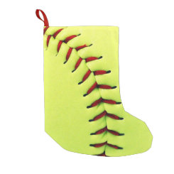 Yellow softball ball small christmas stocking