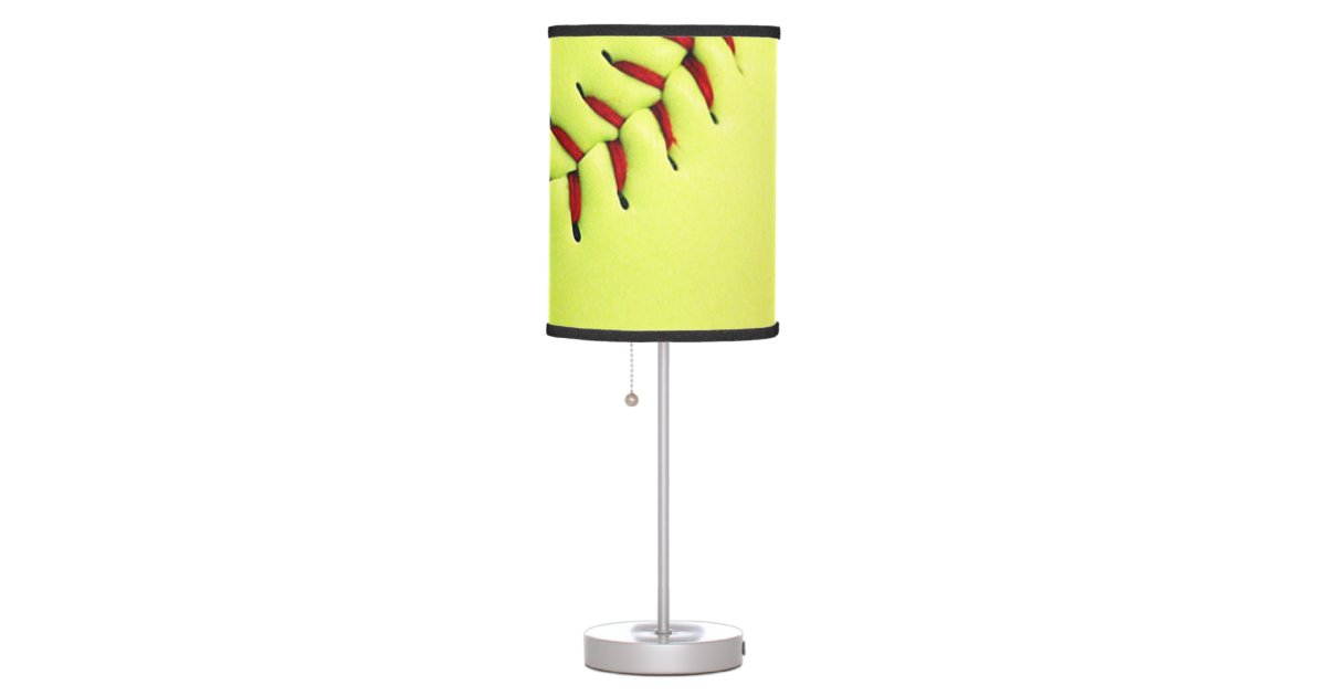 Yellow softball ball table lamp Zazzle