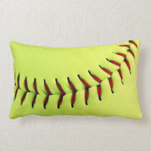 Yellow softball ball throw pillow