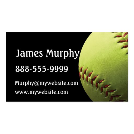 Yellow Softball Business Card Template (front side)