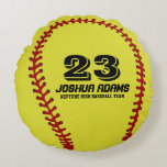 Yellow Softball Games Sports Team Round Pillows Round Pillow