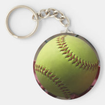 Yellow Softball Key Chain