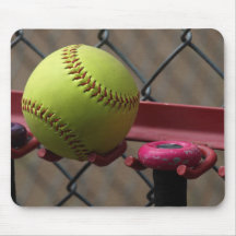 Yellow Softball Mouse Pad