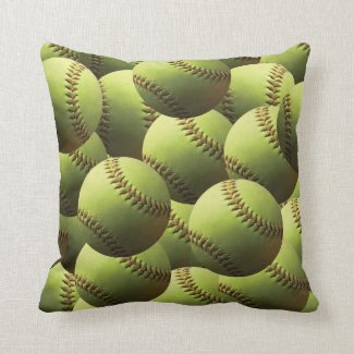 Yellow Softball Wallpaper Throw Pillow