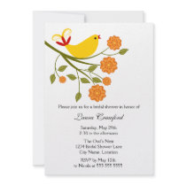 Yellow Songbird Bridal Shower Invitation