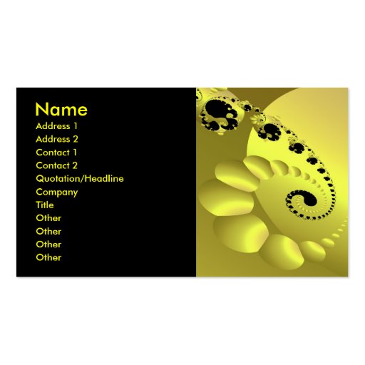 Yellow Spiral Circles Cool Abstract Business Cards (front side)