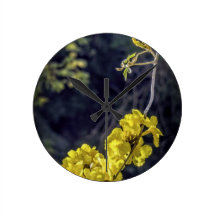 Yellow Spring Bloom Round Wallclocks