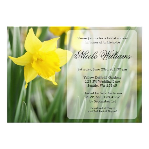 Yellow Spring Daffodil Bridal Shower Personalized Invite