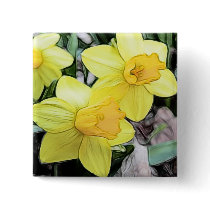 Yellow Spring Daffodils Button