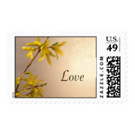 Yellow Spring Forsythia Love Wedding Postage Stamp