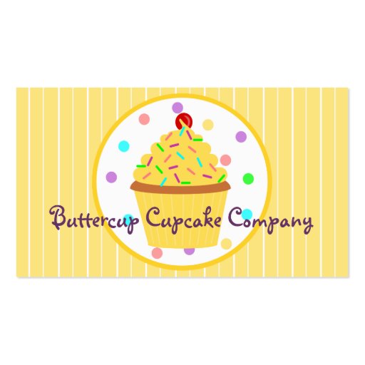 Yellow Sprinkles Cupcake Baker or Party Planner Business Card Template (front side)