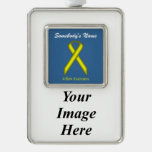 Yellow Standard Ribbon Template (V-I) Silver Plated Framed Ornament