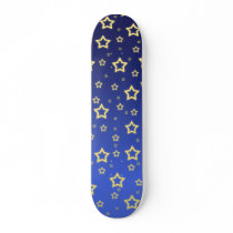 Yellow Stars Gradient Blue: Custom Skateboard