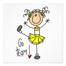 Yellow Stick Figure Cheerleader T-shirts and Gifts Custom Announcement