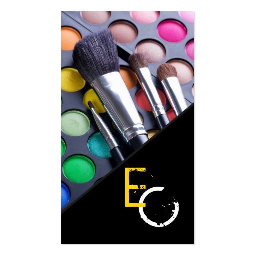 Yellow Stripe Make Up Artist Palette Business Card (front side)
