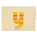 Yellow Striped Monogram - Letter Y Card