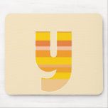Yellow Striped Monogram - Letter Y Mouse Mat