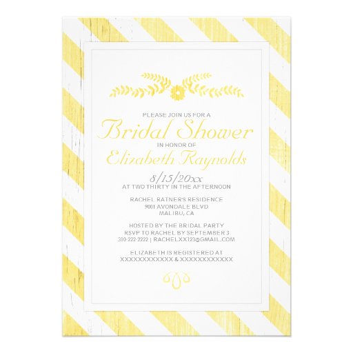 Yellow Stripes Bridal Shower Invitations