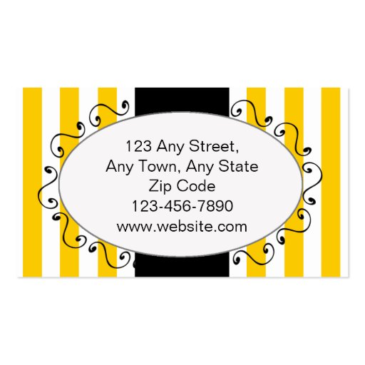 Yellow Stripes Cupcake Cake Bakery Business Card Template (back side)