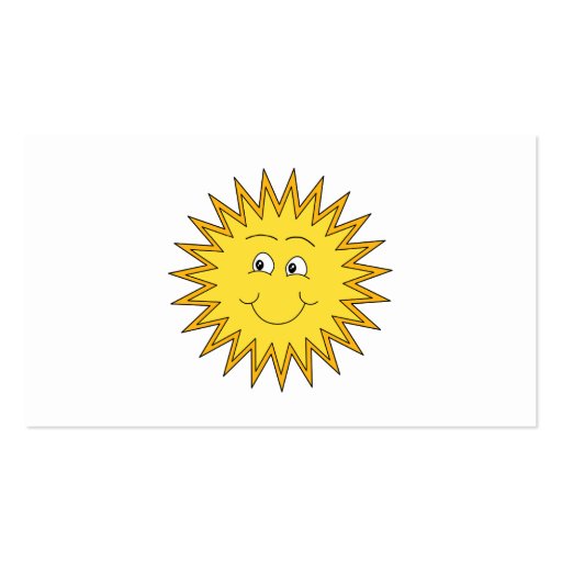 Yellow Summer Sun with a Happy Face. Business Card Template (back side)
