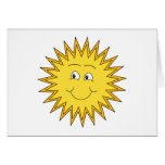 Yellow Summer Sun with a Happy Face. Greeting Card
