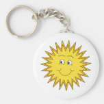 Yellow Summer Sun with a Happy Face. Key Chain