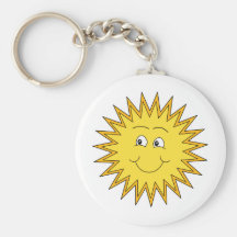 Yellow Summer Sun with a Happy Face. Key Chain