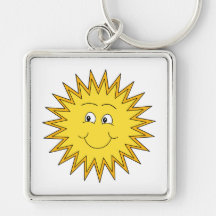 Yellow Summer Sun with a Happy Face. Keychain