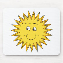 Yellow Summer Sun with a Happy Face. Mouse Pad