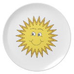 Yellow Summer Sun with a Happy Face. Party Plates
