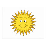 Yellow Summer Sun with a Happy Face. Post Cards