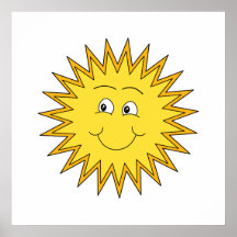 Yellow Summer Sun with a Happy Face. Poster