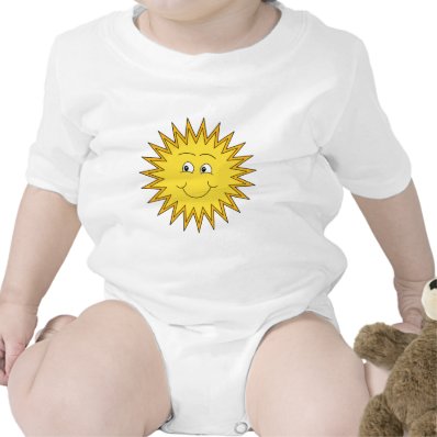 Yellow Summer Sun with a Happy Face. Baby Bodysuits