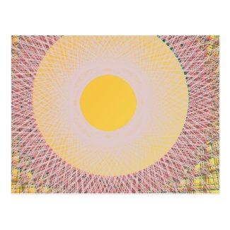 yellow sun abstract art postcard