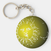 Yellow Sun and Moon Key Chains
