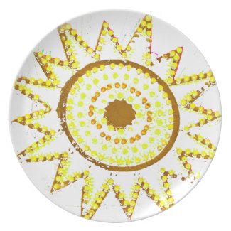 Yellow Sun in Lights Grunge Cutout plate