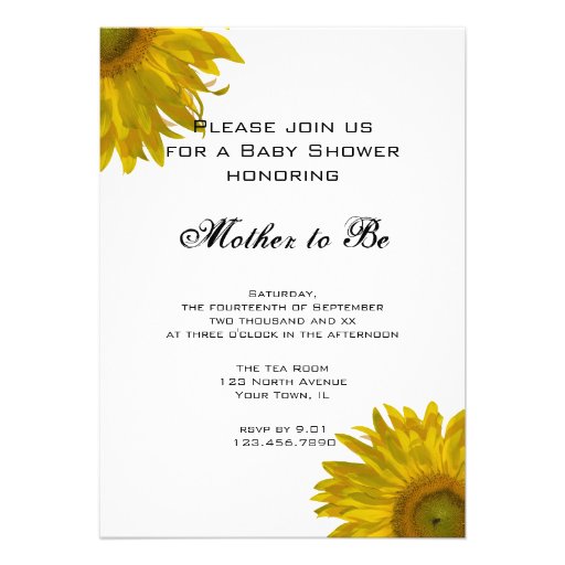 Yellow Sunflower Baby Shower Invitation
