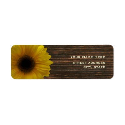 Yellow Sunflower & Barnwood Address Label