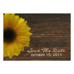 Yellow Sunflower & Barnwood Fall Save The Date Custom Announcement