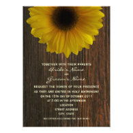 Yellow Sunflower & Barnwood Fall Wedding Invites