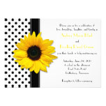 Yellow Sunflower Black White Polka Dot Wedding Announcement