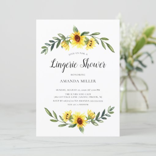 Yellow Sunflower Bridal Lingerie Shower Invitation Zazzle