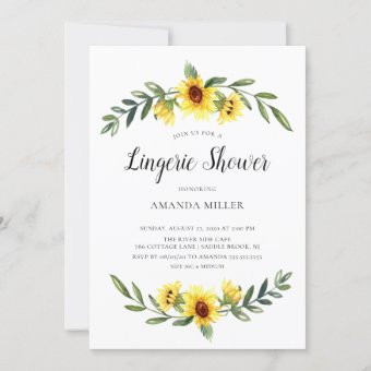 Yellow Sunflower Bridal Lingerie Shower Invitation Zazzle