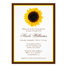 Yellow Sunflower Bridal Shower Custom Invite